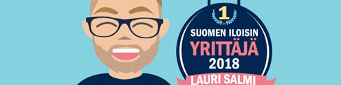 Piirroskuva Suomen Iloisin Yrittäjä 2018 Lauri Salmi.
